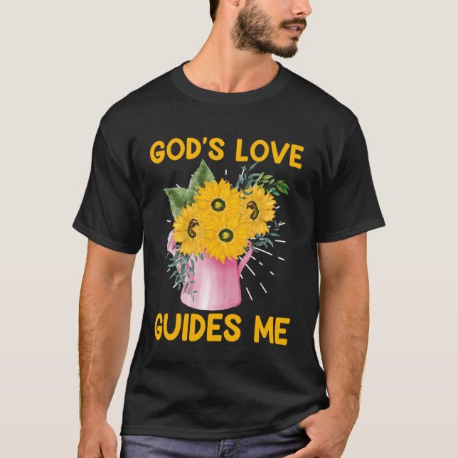Christentum GOTTES LIEBE LEITET MICH Lustige Sonne T-Shirt (Vorderseite)