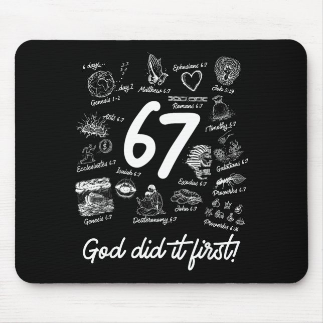 Christian 6 7 Meme Six Seven 67 Bible Verse Script Mousepad (Vorne)