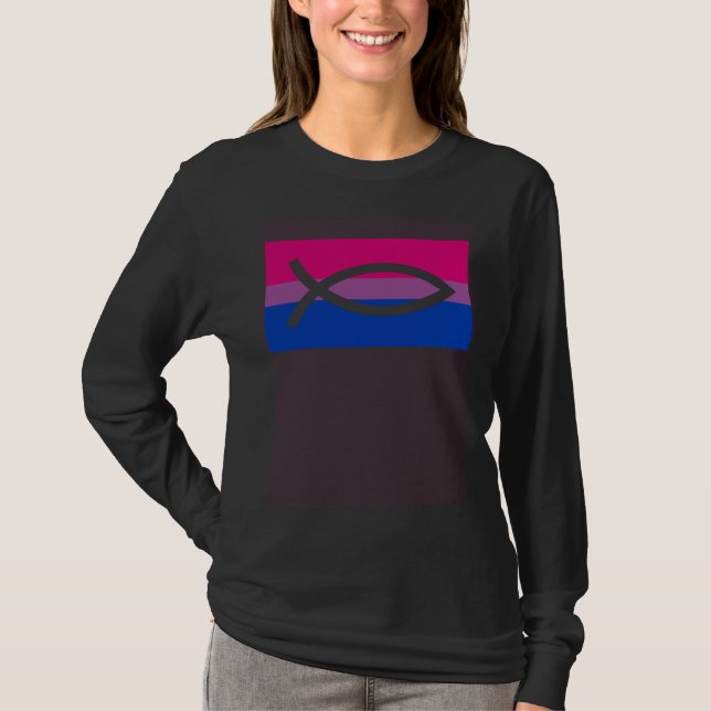 Christian Ally Jesus Fish Gay Bisexual Pride Flag  T-Shirt (Vorderseite)