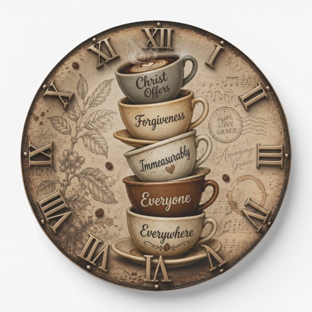 Christian Amazing Grace Coffee Lover Decor Pappteller (Vorderseite)