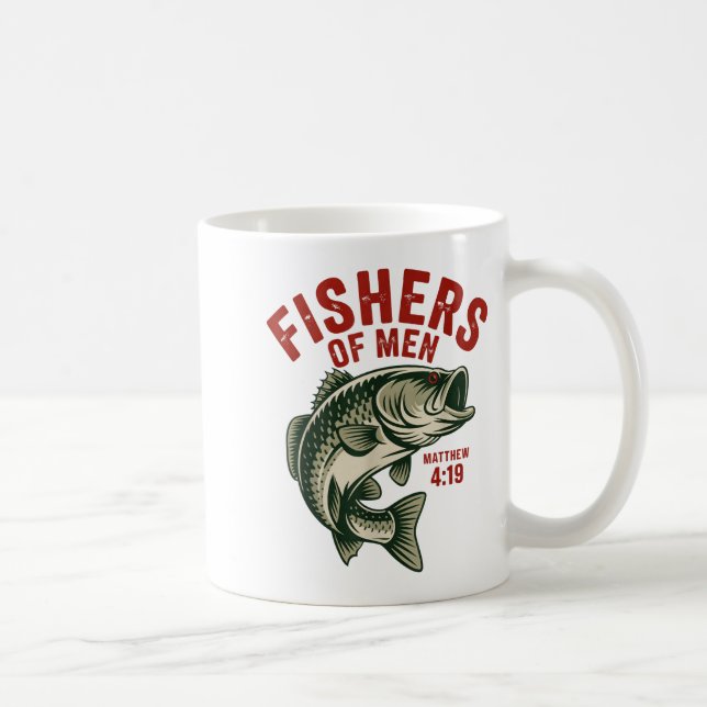 Christian Angler Fishers Of Men Matthew 4 19 Verse Kaffeetasse (Rechts)