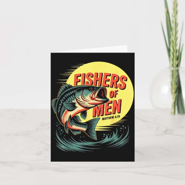 Christian Angler Fishers Of Men Matthew 4 19 Verse Karte (Vorderseite)