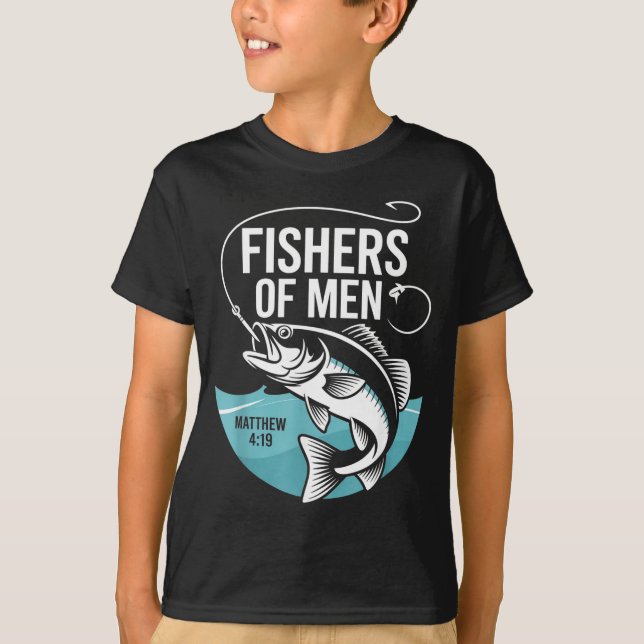 Christian Angler Fishers Of Men Matthew 4 19 Verse T-Shirt (Vorderseite)