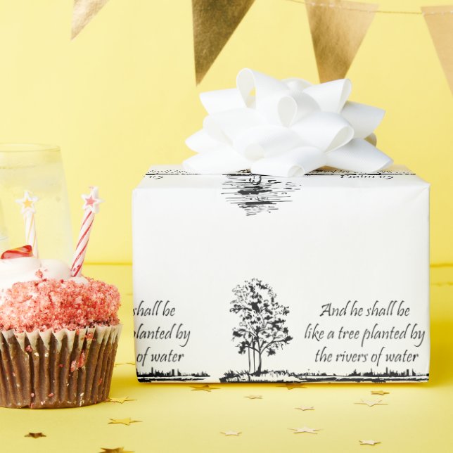 Christian Bible Encouraging Scripture Psalm 1:3  Geschenkpapier (Geburtstagsparty)