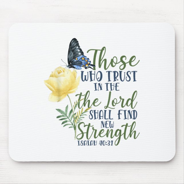 Christian Bible Verse Butterfly Rose Flower Isaiah Mousepad (Vorne)