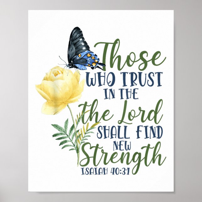 Christian Bible Verse Butterfly Rose Flower Isaiah Poster (Vorne)