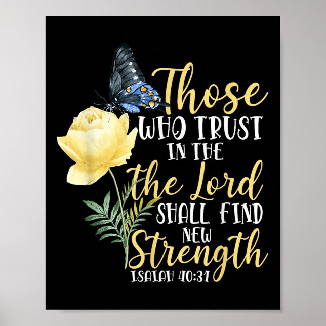 Christian Bible Verse Butterfly Rose Flower Isaiah Poster (Vorne)