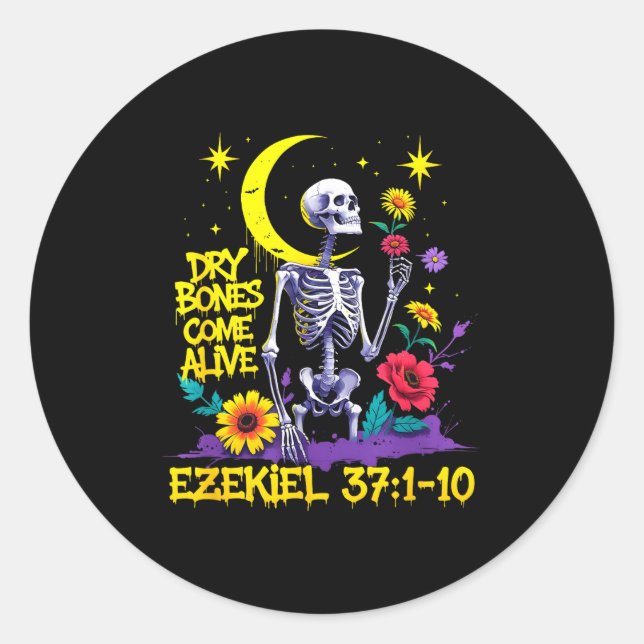 Christian Bible Verse Dry Bones Come Alive Ezekiel Runder Aufkleber (Vorderseite)
