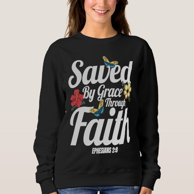 Christian Bible Verse Ephesians 28 Flower Butterfl Sweatshirt (Vorderseite)