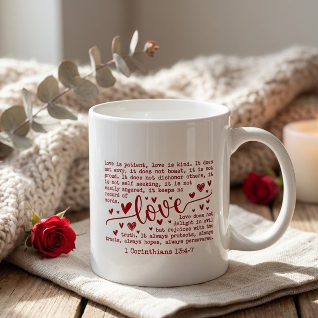 Christian Bible Verse Inspirational Valentines Day Kaffeetasse (Von Creator hochgeladen)