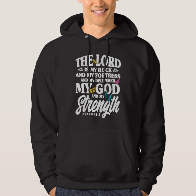 Christian Bible Verse Psalm 182 Flower Butterfly   Hoodie (Vorderseite)