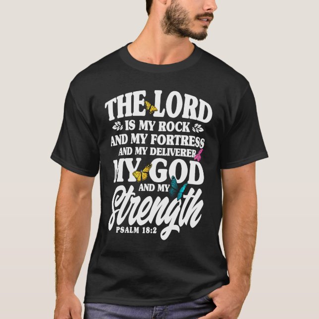 Christian Bible Verse Psalm 182 Flower Butterfly   T-Shirt (Vorderseite)