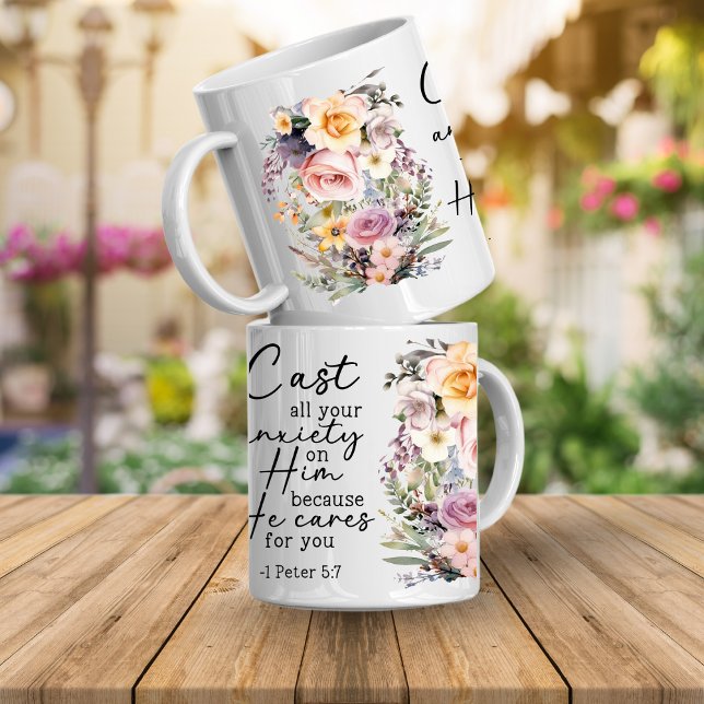 Christian Bible Verse Psalms Floral Coffee Mug Kaffeetasse (Bible verse floral mugs that are inspirational faith scriptures that will encourage and inspire you)