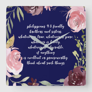 Christian Bible Verse Scripture Clock Quadratische Wanduhr