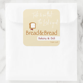 Christian Bread Logo | Bäckerei Café Gemeinschaft Quadratischer Aufkleber