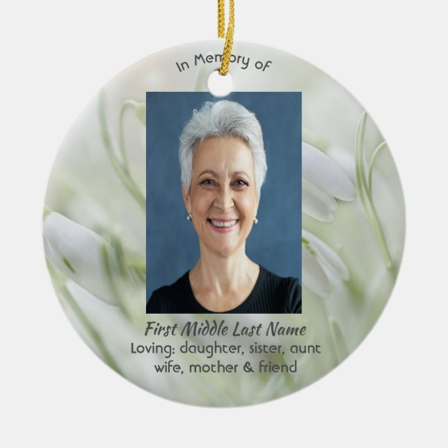 Christian Celebration of Life Snowdrop Flowers Keramik Ornament (Vorne)
