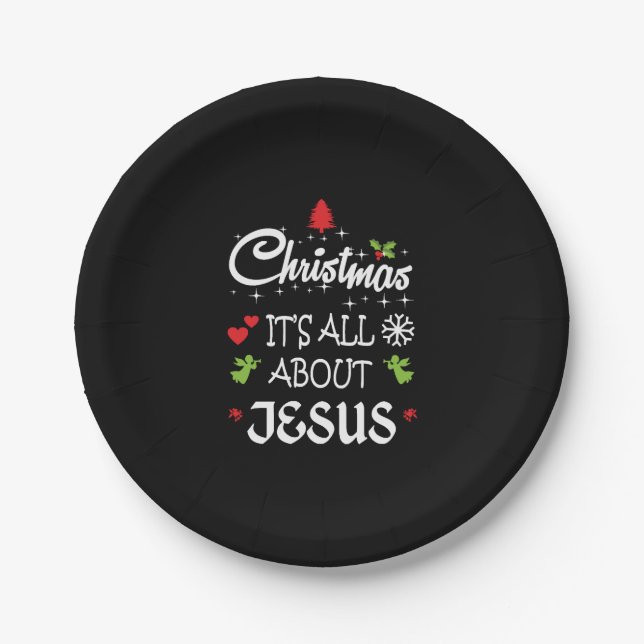 Christian Christmas - It's All About Jesus T-Shirt Pappteller (Vorderseite)