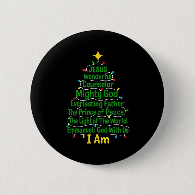 Christian Christmas Jesus Bible Names Xmas Tree Sh Button (Vorderseite)