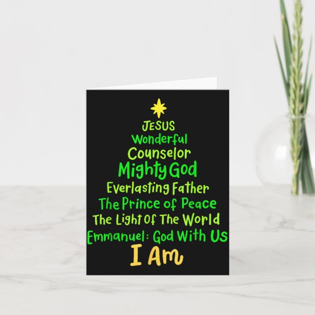 Christian Christmas Jesus Bible Names Xmas Tree Sh Karte (Vorderseite)