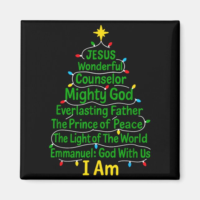 Christian Christmas Jesus Bible Names Xmas Tree Sh Magnet (Vorne)