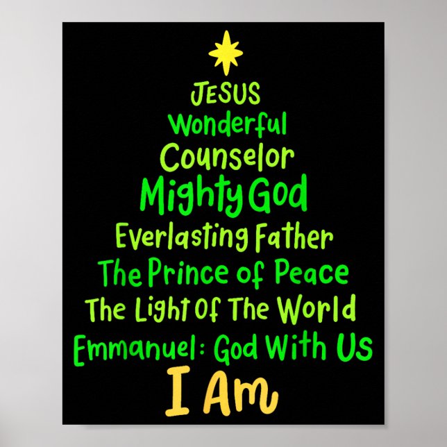 Christian Christmas Jesus Bible Names Xmas Tree Sh Poster (Vorne)