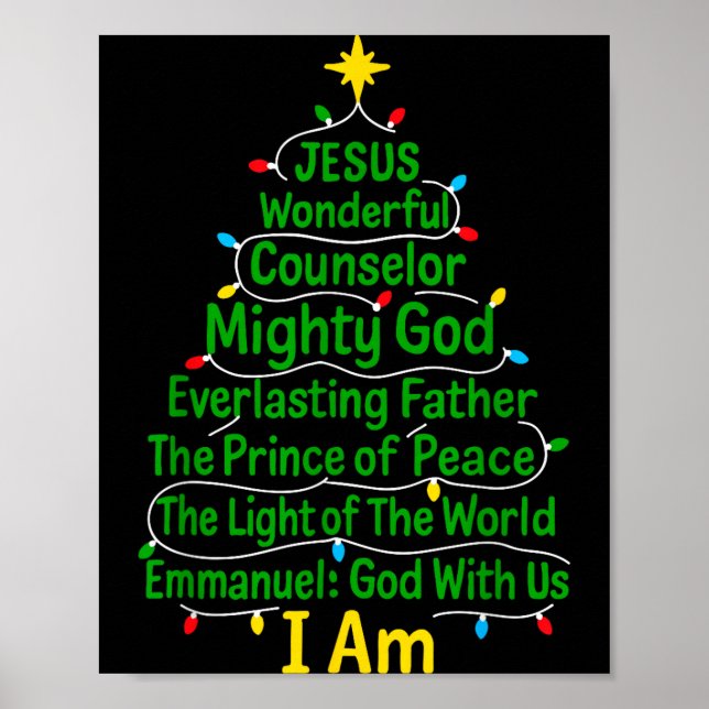 Christian Christmas Jesus Bible Names Xmas Tree Sh Poster (Vorne)