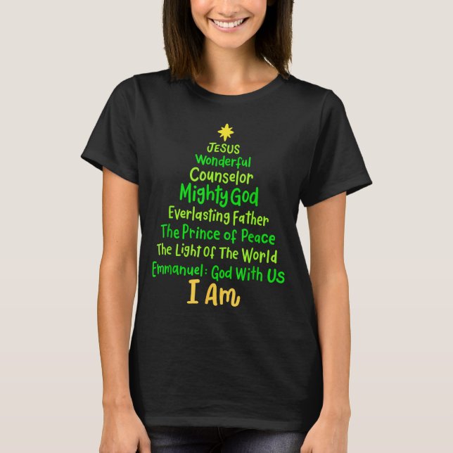Christian Christmas Jesus Bible Names Xmas Tree Sh T-Shirt (Vorderseite)