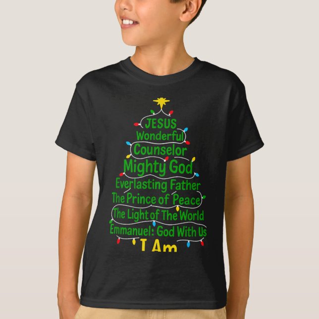Christian Christmas Jesus Bible Names Xmas Tree Sh T-Shirt (Vorderseite)