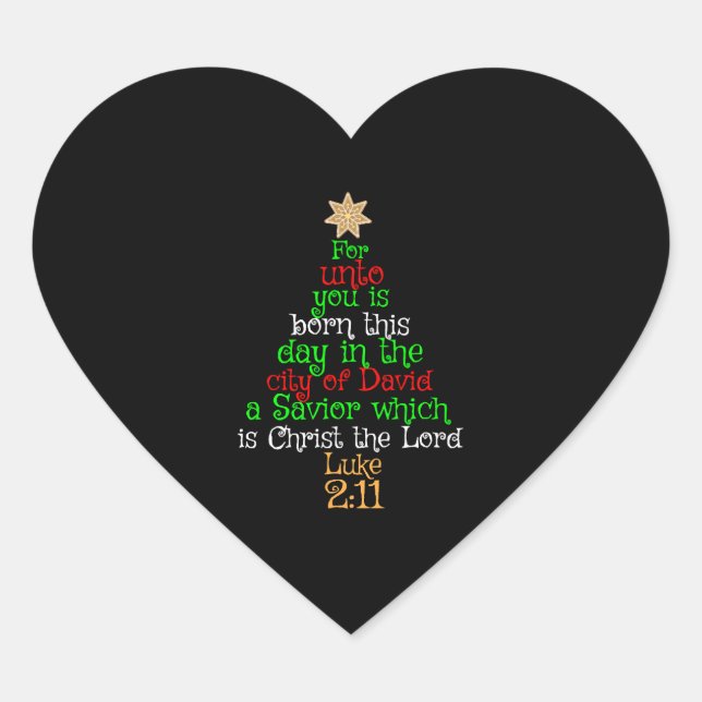 Christian Christmas Tree Shirts Herz-Aufkleber (Vorderseite)