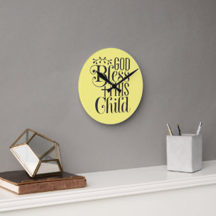 Christian Clock for Baby Room God Bless This Child Runde Wanduhr