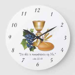 Christian Communion Luke 22:19 Bread and Wine Große Wanduhr