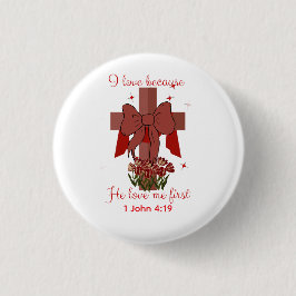 Christian Coquette cross Bible verse Valentines  Button