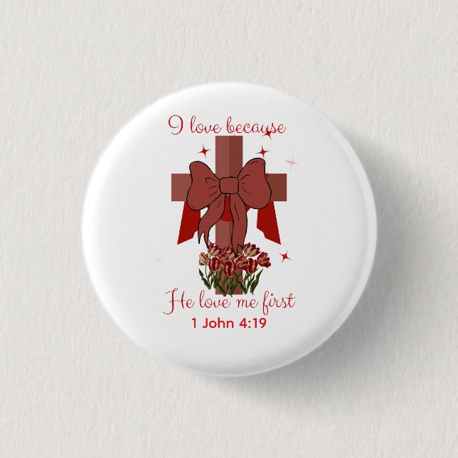 Christian Coquette cross Bible verse Valentines  Button (Vorderseite)