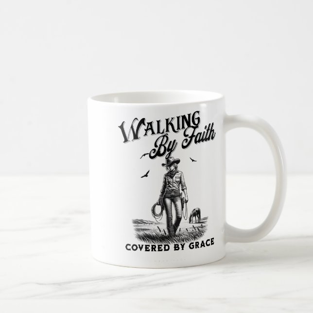Christian Cowgirl Bible Verse Western Jesus Faith  Kaffeetasse (Rechts)