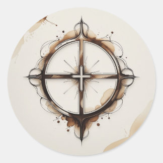 Christian Cross Compass Sticker