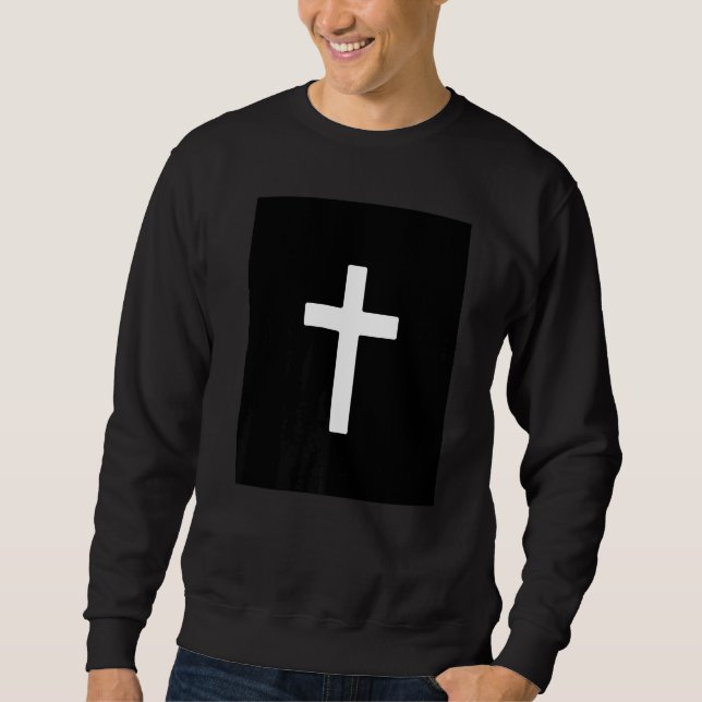 Christian Cross Crucifix Black Background Jesus Bi Sweatshirt (Vorderseite)