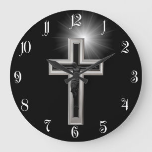 Christian cross große wanduhr