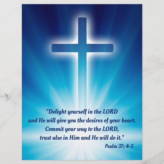 Christian Cross on glowing blue background Flyer (Vorne)