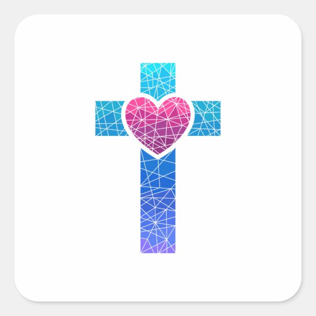 Christian Cross Quadratischer Aufkleber (Vorderseite)