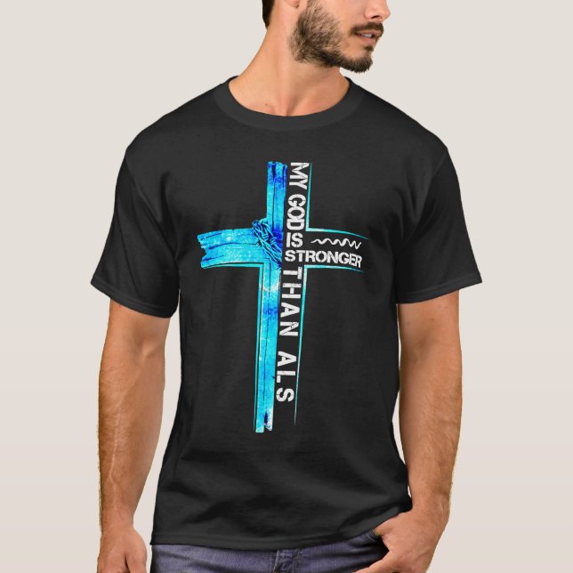 Christian Cross Ribbon ALS Awareness Costume Warri T-Shirt (Vorderseite)