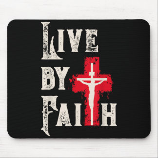 Christian Cross Scripture Live By Faith  Mousepad