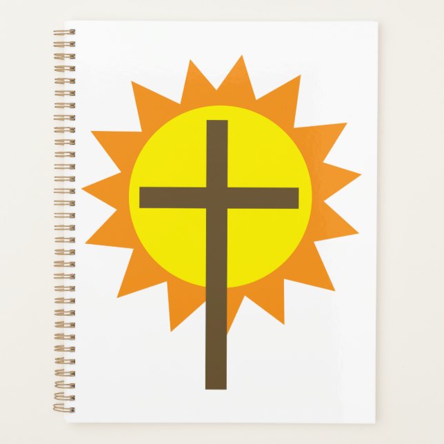 Christian Cross with Yellow Sun and Orange Rays Planer (Vorderseite)