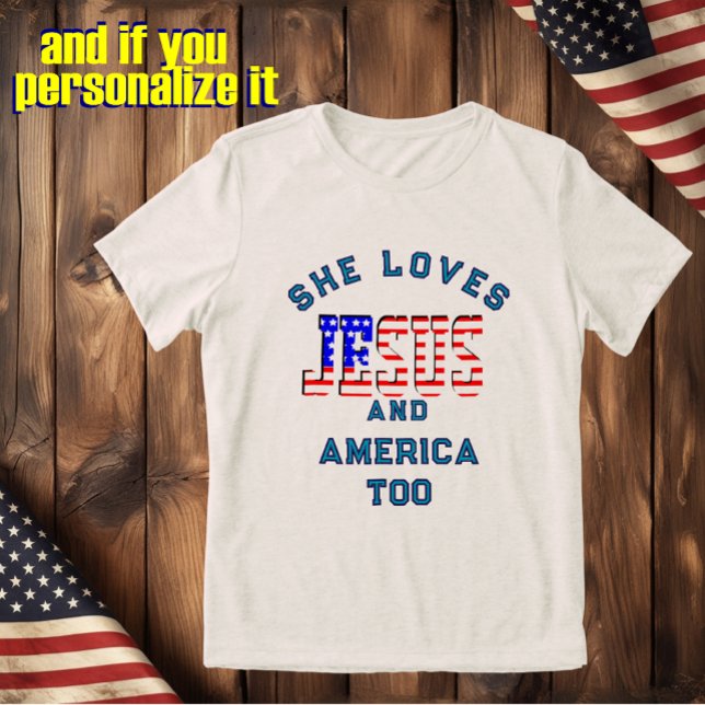 Christian custom template loves Jesus and America Tri-Blend Shirt (Von Creator hochgeladen)