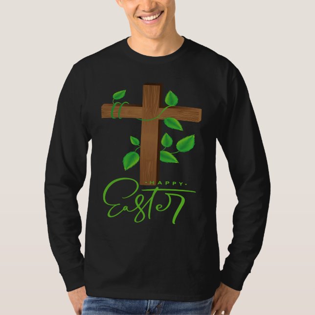 Christian Easter  for men women HAPPY EASTER CROSS T-Shirt (Vorderseite)