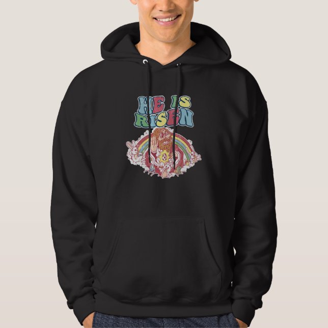 Christian Easter Jesus Grunge He Is Risen Hoodie (Vorderseite)