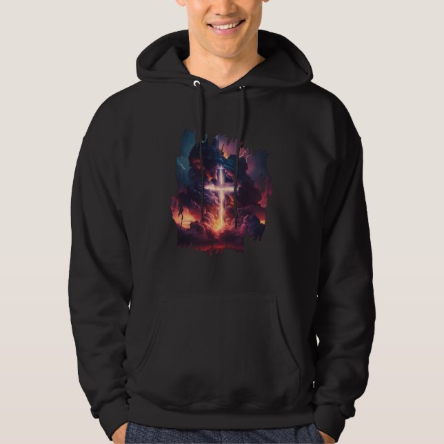 Christian Easter Resurrection Jesus Lighting Relig Hoodie (Vorderseite)
