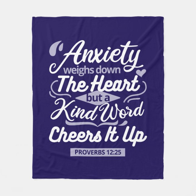 Christian Encouragement Quote – Anxiety & Kindness Fleecedecke (Vorderseite)
