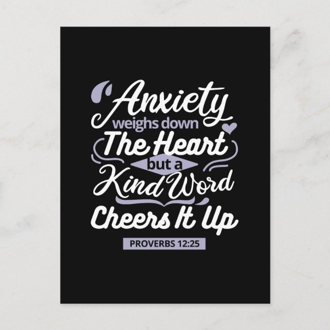 Christian Encouragement Quote – Anxiety & Kindness Postkarte (Vorderseite)