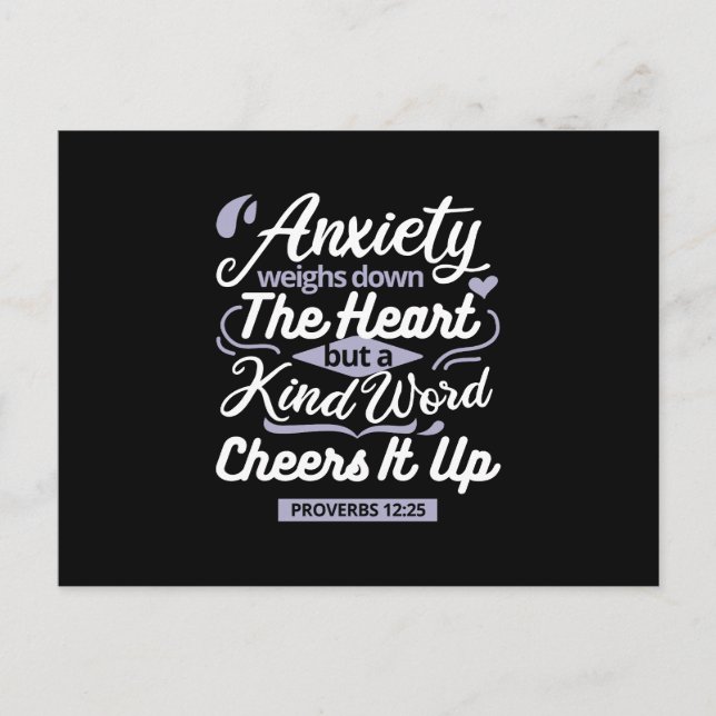 Christian Encouragement Quote – Anxiety & Kindness Postkarte (Vorderseite)