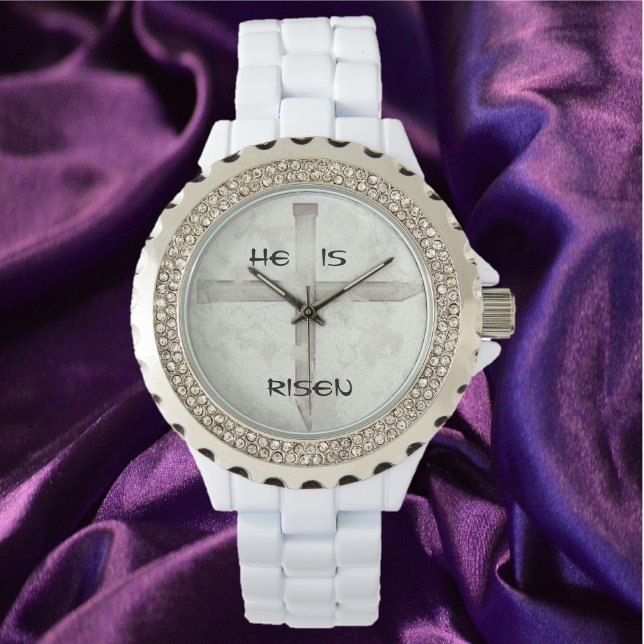 Christian Faith He Is Risen Nail Cross Armbanduhr (Bookmark my store! https://www.zazzle.com/store/capricepetit)